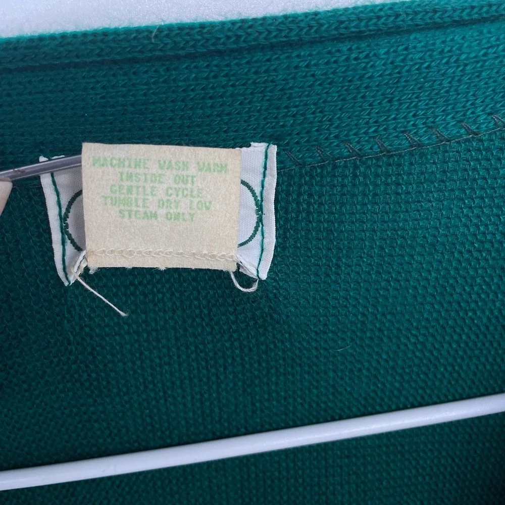 Green Vintage Izod Knit Cardigan Sweater XL‎ Grandpa Preppy Golf Tennis USA Made